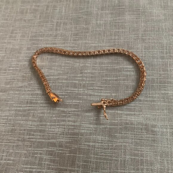 Rose Gold Plated Silver Tennis Bracelet - Picture 4 of 4
